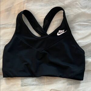Nike Women's Black Sports Bra with White Logo
